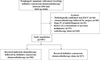 A Clinical Scoring Model to Predict the Effect of Induction Chemotherapy With Definitive Concurrent Chemoradiotherapy on Esophageal Squamous Cell Carcinoma Prognosis